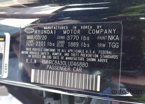 2020 Hyundai Venue Sel from USA, damaged, VIN KMHRC8A30LU046880